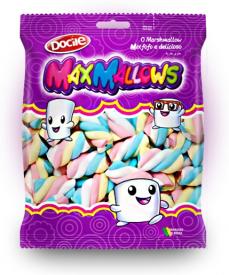 Маршмеллоу MAXMALLOWS цветные завитки ванильные 250 грамм